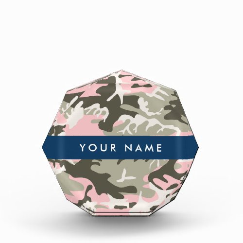 Pink and Green Camouflage Your name Personalize Acrylic Award