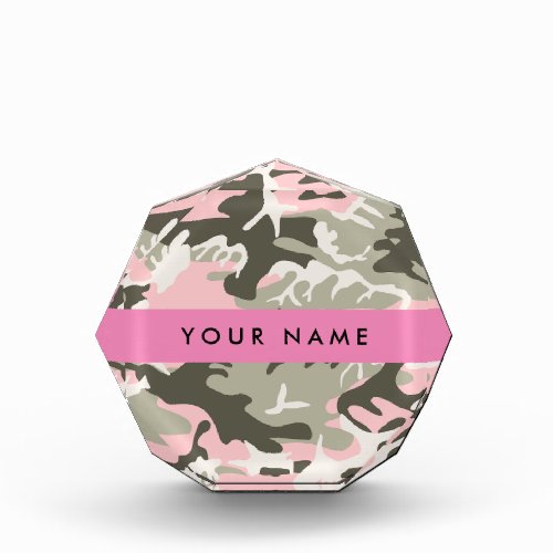 Pink and Green Camouflage Your name Personalize Acrylic Award