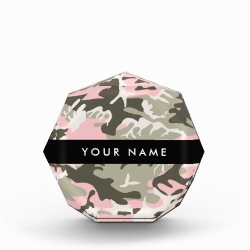 Pink and Green Camouflage Your name Personalize Acrylic Award