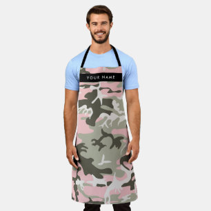 Pink and Green Camouflage Your name Personalize Apron