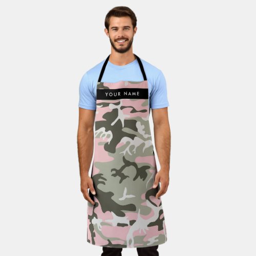 Pink and Green Camouflage Your name Personalize Apron