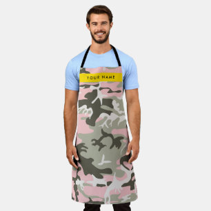 Pink and Green Camouflage Your name Personalize Apron