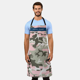 Pink and Green Camouflage Your name Personalize Apron