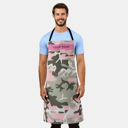 Pink and Green Camouflage Your name Personalize Apron