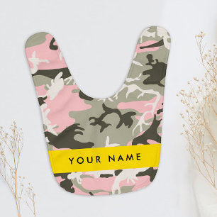Pink and Green Camouflage Your name Personalize Baby Bib