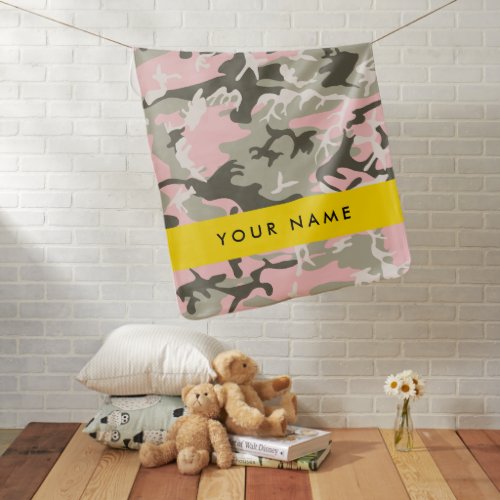 Pink and Green Camouflage Your name Personalize Baby Blanket