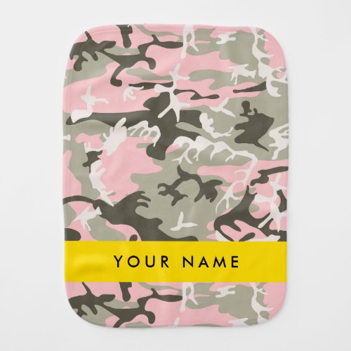 Pink and Green Camouflage Your name Personalize Baby Burp Cloth