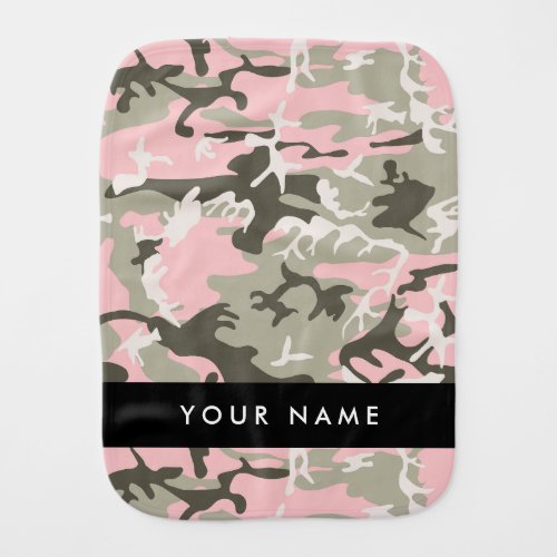 Pink and Green Camouflage Your name Personalize Baby Burp Cloth