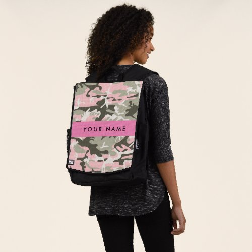 Pink and Green Camouflage Your name Personalize Backpack