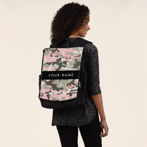 Pink and Green Camouflage Your name Personalize Backpack