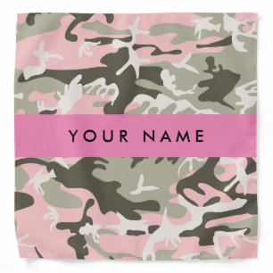 Pink and Green Camouflage Your name Personalize Bandana
