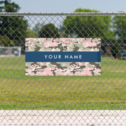 Pink and Green Camouflage Your name Personalize Banner