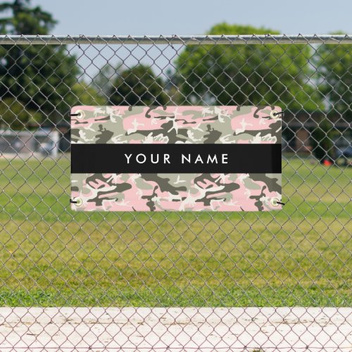 Pink and Green Camouflage Your name Personalize Banner