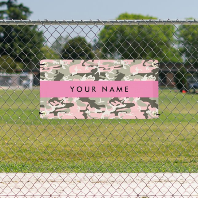 Pink and Green Camouflage Your name Personalize Banner (Insitu)