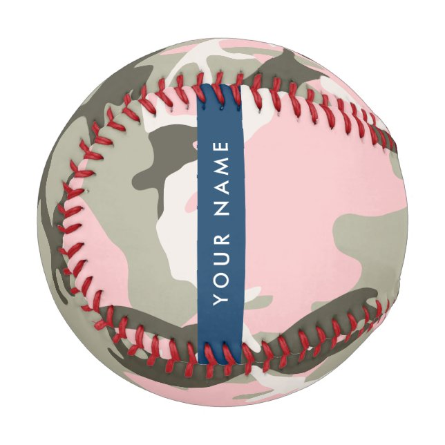 Pink and Green Camouflage Your name Personalize Baseball (Front Left)