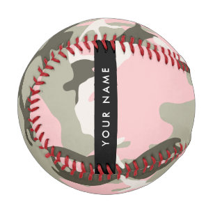 Pink and Green Camouflage Your name Personalize Baseball