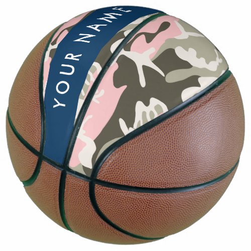 Pink and Green Camouflage Your name Personalize Basketball