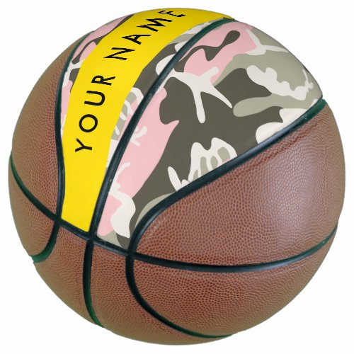 Pink and Green Camouflage Your name Personalize Basketball