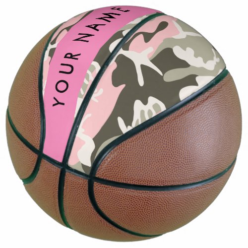 Pink and Green Camouflage Your name Personalize Basketball