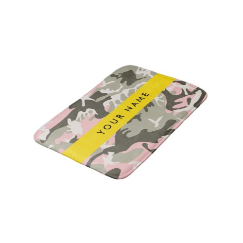 Pink and Green Camouflage Your name Personalize Bath Mat