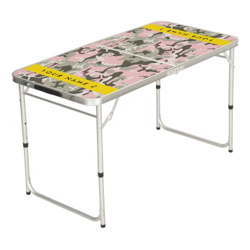 Pink and Green Camouflage Your name Personalize Beer Pong Table