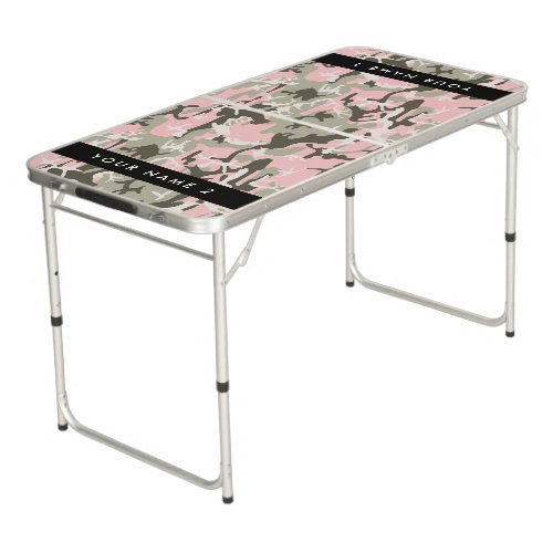 Pink and Green Camouflage Your name Personalize Beer Pong Table