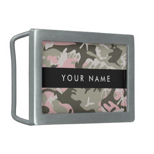 Pink and Green Camouflage Your name Personalize Belt Buckle