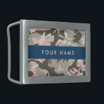 Pink and Green Camouflage Your name Personalize Belt Buckle<br><div class="desc">Elegant,  stylish and sophisticated camouflage pattern in pink and green color. Modern and trendy gift,  perfect for the military lover in your life. Personalize by adding your name,  nickname,  monogram or initials.</div>