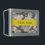 Pink and Green Camouflage Your name Personalize Belt Buckle<br><div class="desc">Elegant,  stylish and sophisticated camouflage pattern in pink and green color. Modern and trendy gift,  perfect for the military lover in your life. Personalize by adding your name,  nickname,  monogram or initials.</div>