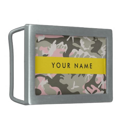 Pink and Green Camouflage Your name Personalize Belt Buckle