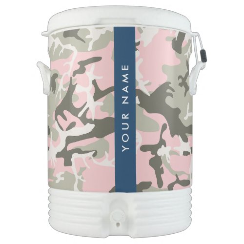 Pink and Green Camouflage Your name Personalize Beverage Cooler