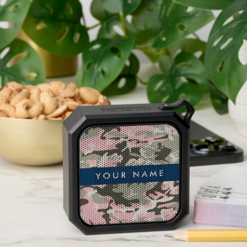 Pink and Green Camouflage Your name Personalize Bluetooth Speaker