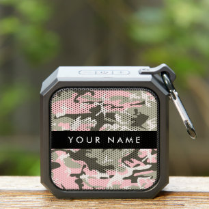 Pink and Green Camouflage Your name Personalize Bluetooth Speaker