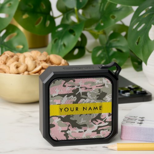 Pink and Green Camouflage Your name Personalize Bluetooth Speaker