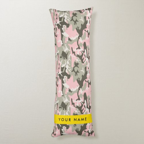 Pink and Green Camouflage Your name Personalize Body Pillow