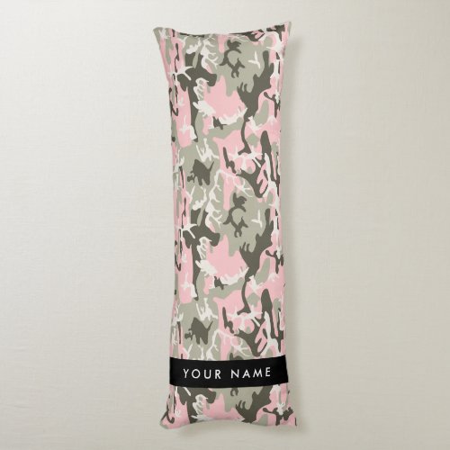 Pink and Green Camouflage Your name Personalize Body Pillow