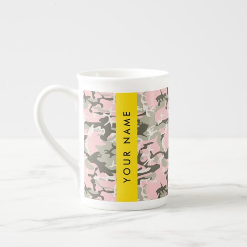 Pink and Green Camouflage Your name Personalize Bone China Mug