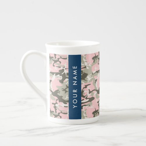 Pink and Green Camouflage Your name Personalize Bone China Mug