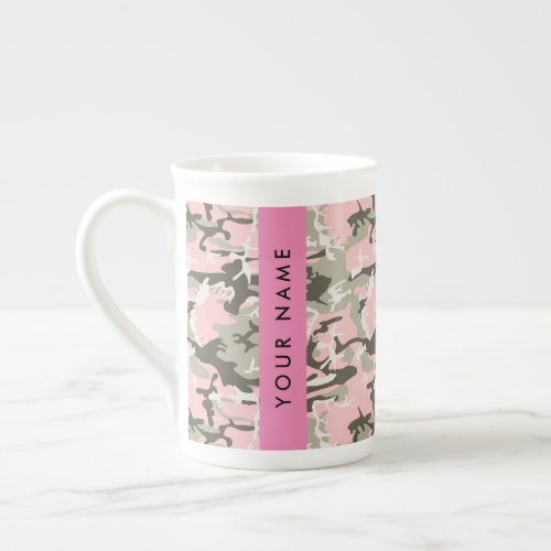 Pink and Green Camouflage Your name Personalize Bone China Mug