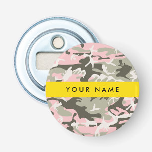 Pink and Green Camouflage Your name Personalize Bottle Opener