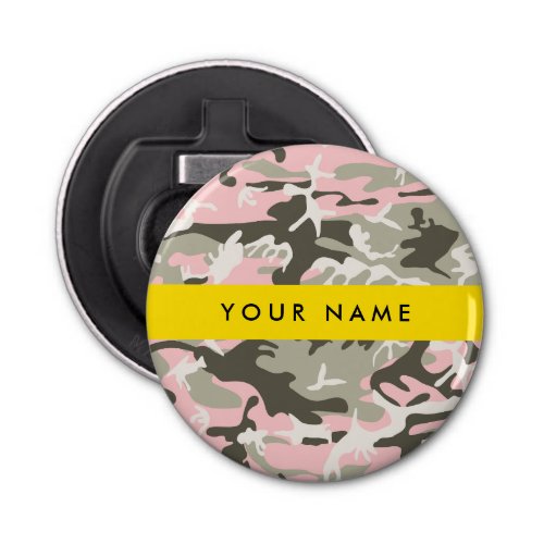 Pink and Green Camouflage Your name Personalize Bottle Opener