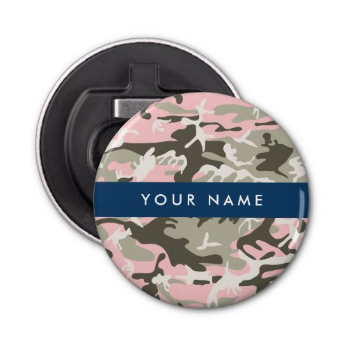 Pink and Green Camouflage Your name Personalize Bottle Opener