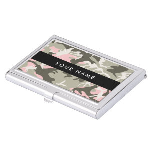 Pink and Green Camouflage Your name Personalize Business Card Case