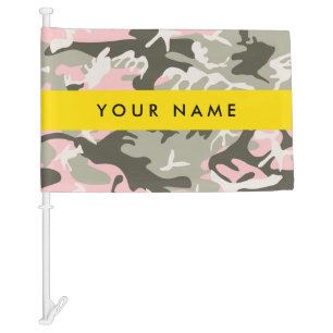 Pink and Green Camouflage Your name Personalize Car Flag