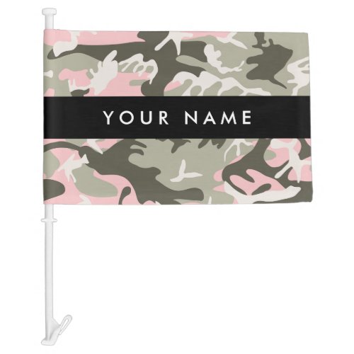 Pink and Green Camouflage Your name Personalize Car Flag