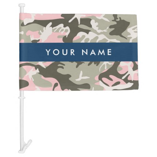 Pink and Green Camouflage Your name Personalize Car Flag