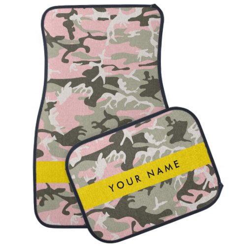 Pink and Green Camouflage Your name Personalize Car Floor Mat