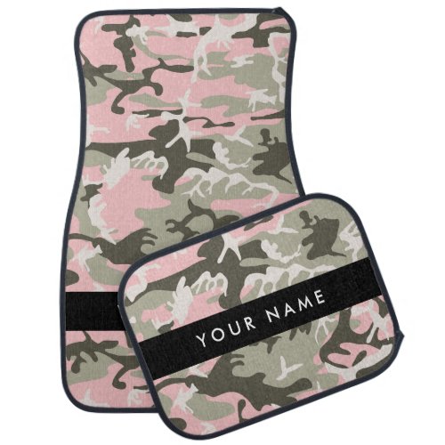 Pink and Green Camouflage Your name Personalize Car Floor Mat