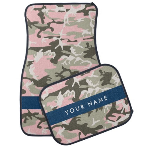 Pink and Green Camouflage Your name Personalize Car Floor Mat