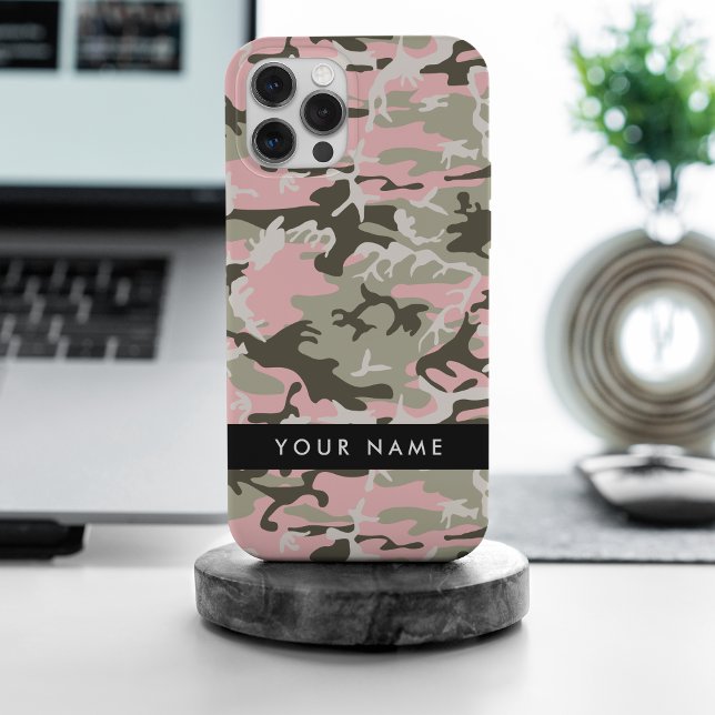 Pink and Green Camouflage Your name Personalize Case-Mate iPhone Case (Creator Uploaded)